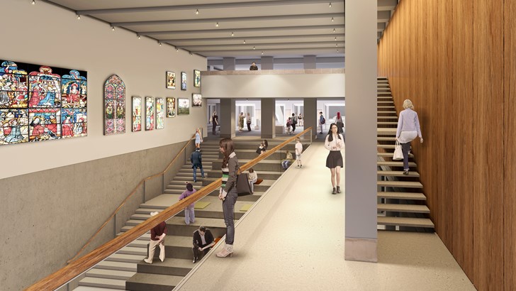 Artist impression of the inside of the Burrell showing a gallery space